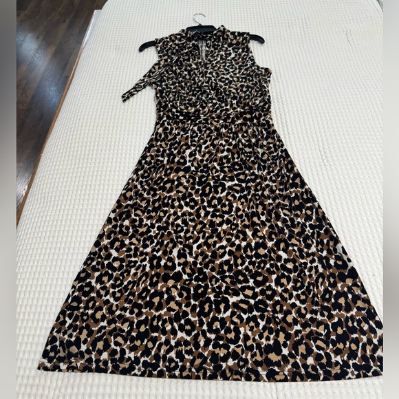 LEOTA MultiColor Leo Ginger Root Pleated Waist Jersey Dress Womens sz Small - Picture 2 of 6